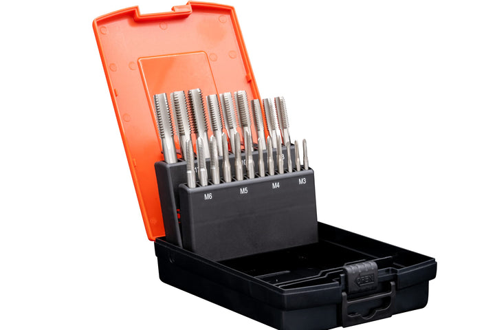 BAER Gewindeschneider Set M3 - M12 - SATZ HSS: Gewindebohrer (3 Stk. je Abmessung) - Gewindebohrerse