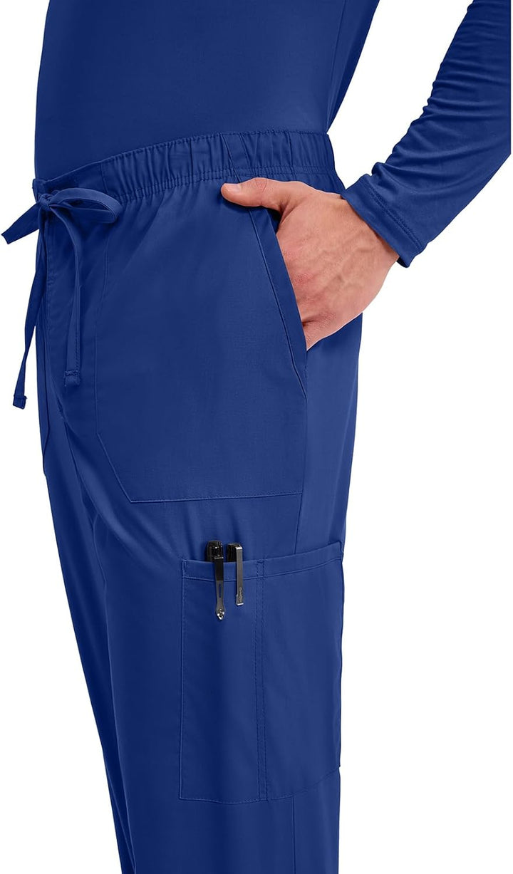 Workwear Professionals Men Scrubs Pant Tapered Leg Fly Front Cargo WW190 XS Kurz Galaxy Blau, XS Kur