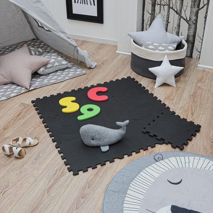 LittleTom Spielmatte Baby Puzzlematte - 9 Teile je 30x30 cm Krabbelmatte 90x90 cm Bodenmatte Kinder