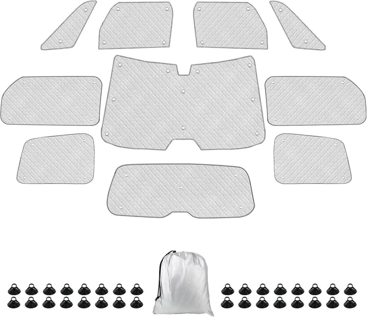 Thermomatte Fahrerhaus Innen Kompatibel mit VW ID Buzz 2022-2026, 10PCS LWB Faltbare Isolierte Sonne