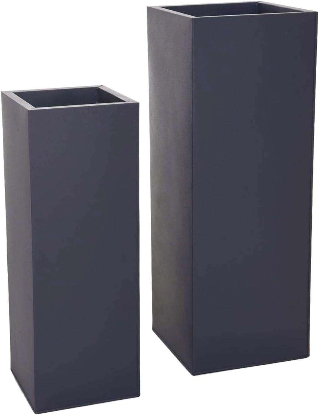 VIVANNO Pflanzkübel Blumenkübel Zink Metall Anthrazit 2er Set Block 80/65 65x24x24 / 80x29x29 Anthra