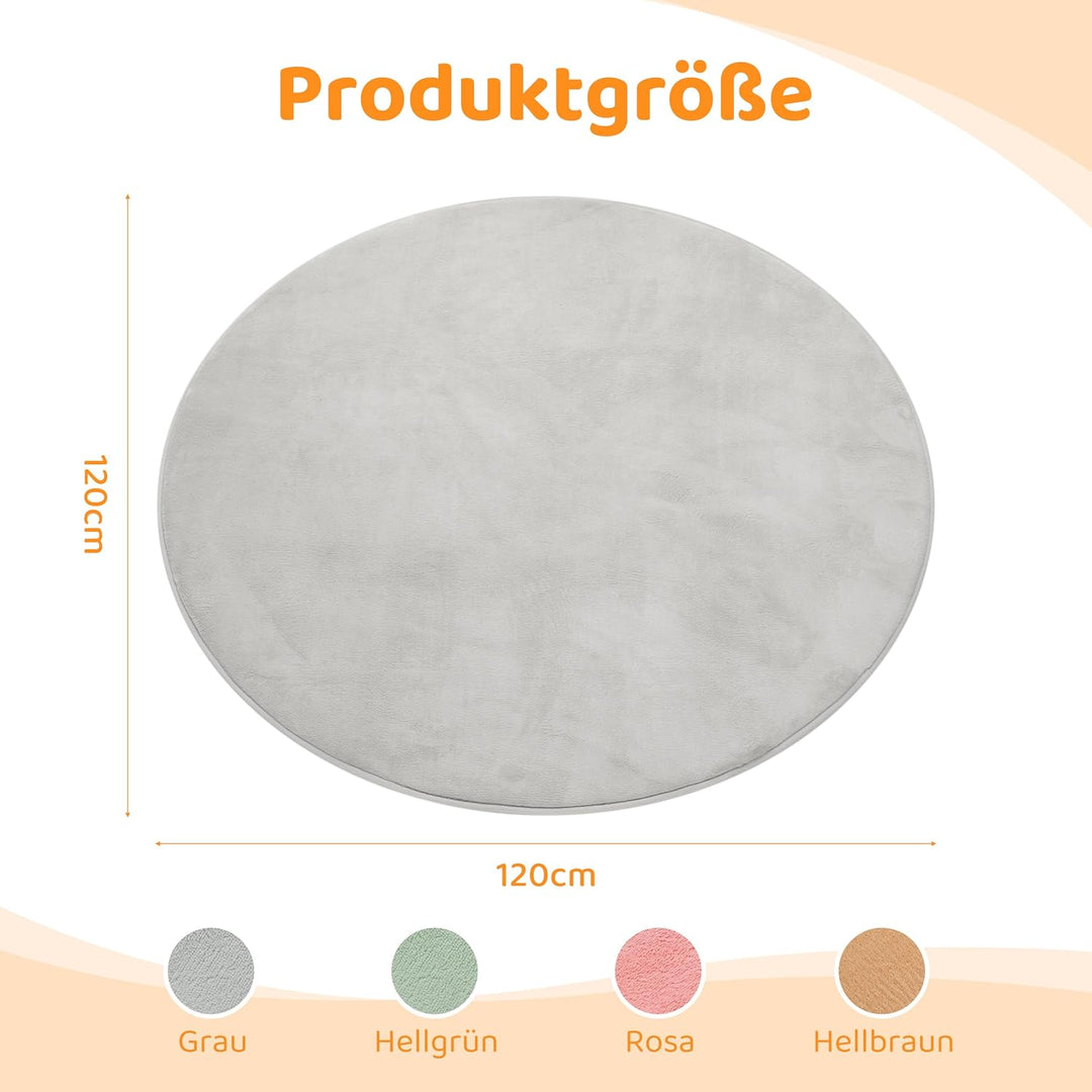 BYBYME 3cm Dicke Faltbare Krabbelmatte Baby, Ø120cm Spielmatte mit Rutschfester Unterseite, Weiche B