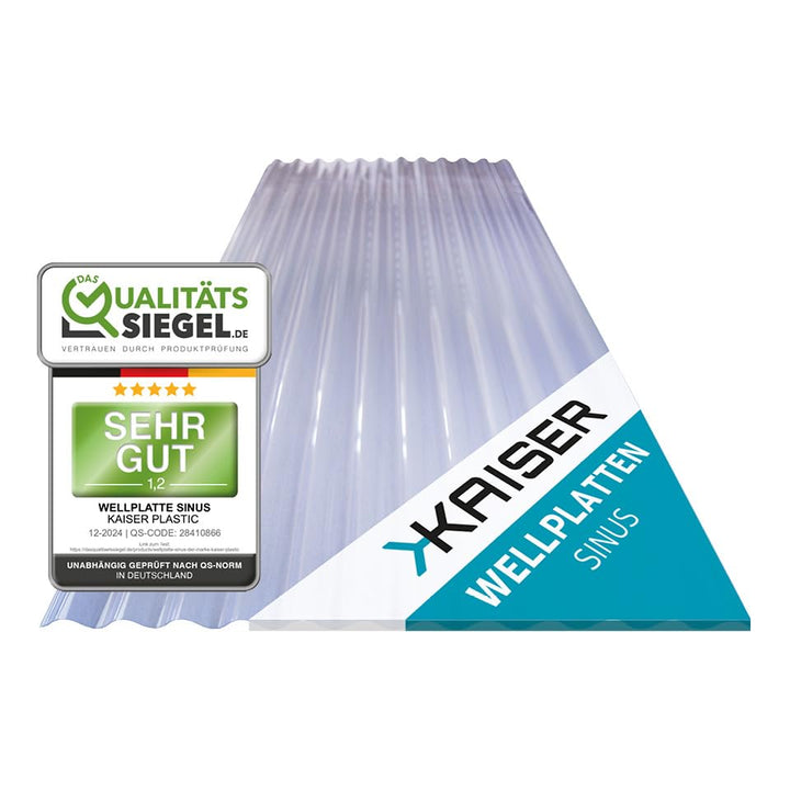 KAISER plastic® Wellplatte Sinus | Xtra Strong (PC) | Glatt und klar | 0,8mm Stärke | Welle 76/18 |