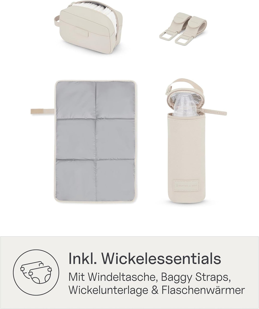 Kapten & Son Rucksack Lindby Diaper Set 20 L | 2in1 Wickelrucksack & Wickeltasche mit Kinderwagen- u