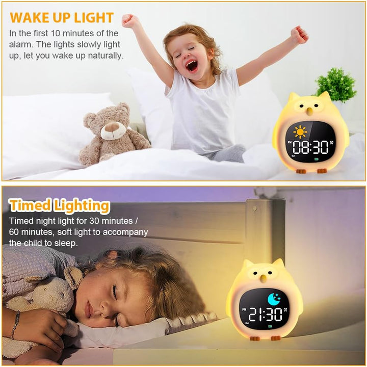 HOTUT Kinder Lichtwecker,Schlaftrainer Kinder mit Nachtlichtern,6 White Noise Kinderwecker,Digitaler
