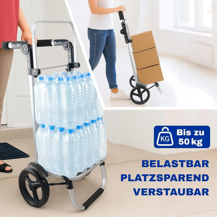 Allyson Einkaufstrolley klappbar mit 56L Kapazität ，3in1 Trolley Sackkarre & Umhängetasche，Einkaufst