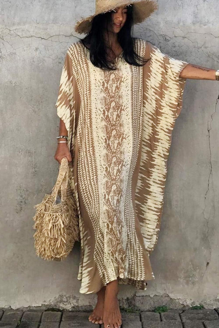 YouKD Sommer Blumen Long Kaftan Bohemian Loungewear Beach Badeanzug Vertuschen Maxi Robe für Frauen