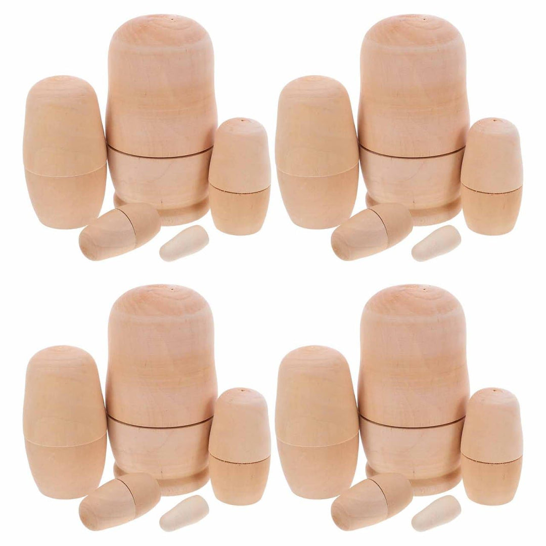 ibasenice 4er Set Unbemalte Russische Matroschka Puppen, DIY Holznistpuppen zum Bemalen, 5-stufige B