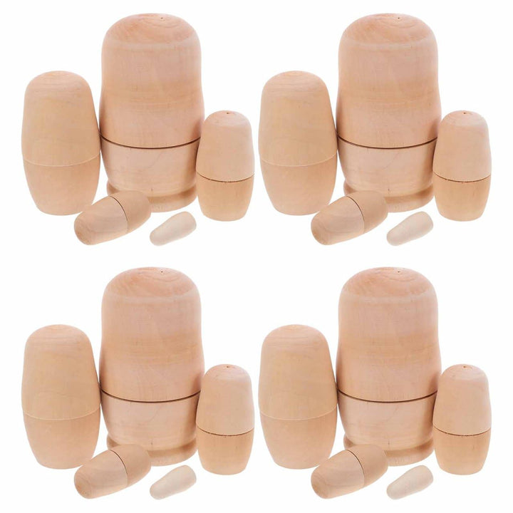 ibasenice 4er Set Unbemalte Russische Matroschka Puppen, DIY Holznistpuppen zum Bemalen, 5-stufige B