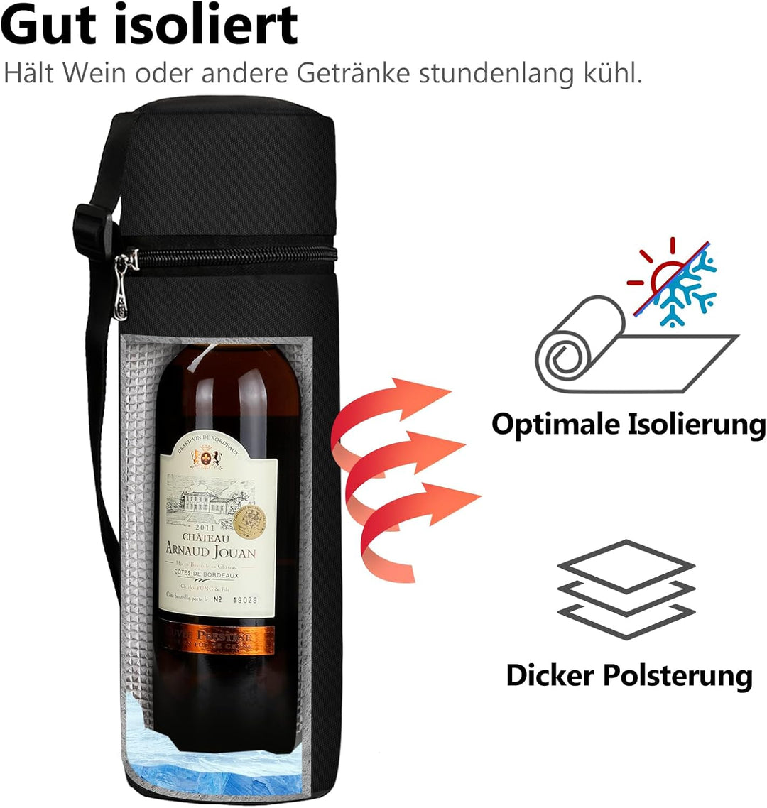 AOSBOS Kühltasche Flaschenkühler faltbar Kühlmanschette für Wein- und Champagnerflaschen Sekt zum Ca
