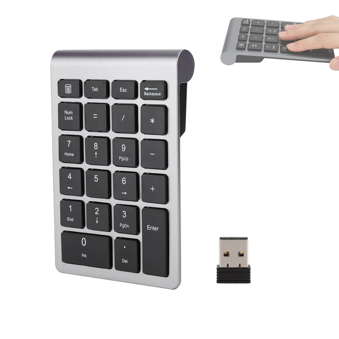 Zunate Drahtloser Nummernblock, 22 Tasten Ziffernblock mit USB-Empfänger Tragbare 2,4-G-Numpad-Tasta