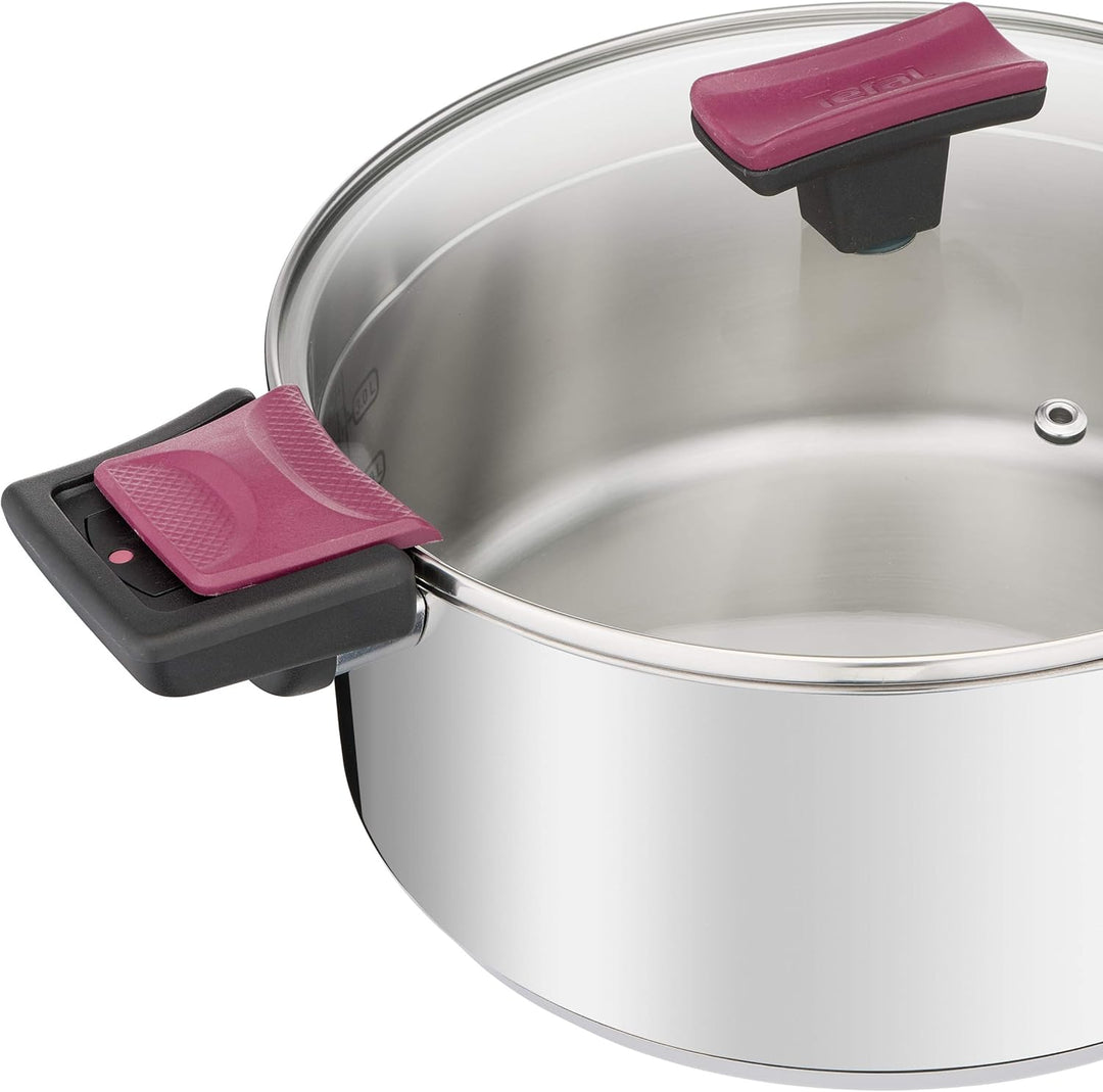 TEFAL Cook &amp; Clip G723SA74 Topfset 10-teilig, Topf 18/20/24 cm, Kochtopf 22cm, Rondel 16cm, Abtropfk