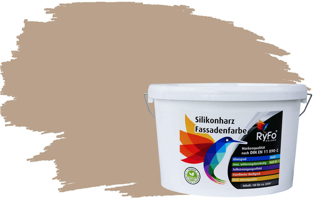 RyFo Colors Silikonharz Fassadenfarbe Lotuseffekt Trend Beige 10l - bunte Fassadenfarbe, weitere Bra