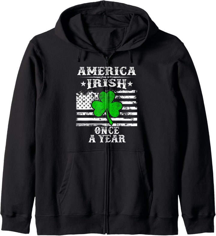 America Irish Once A Year St patrick's Day American Flag Kapuzenjacke