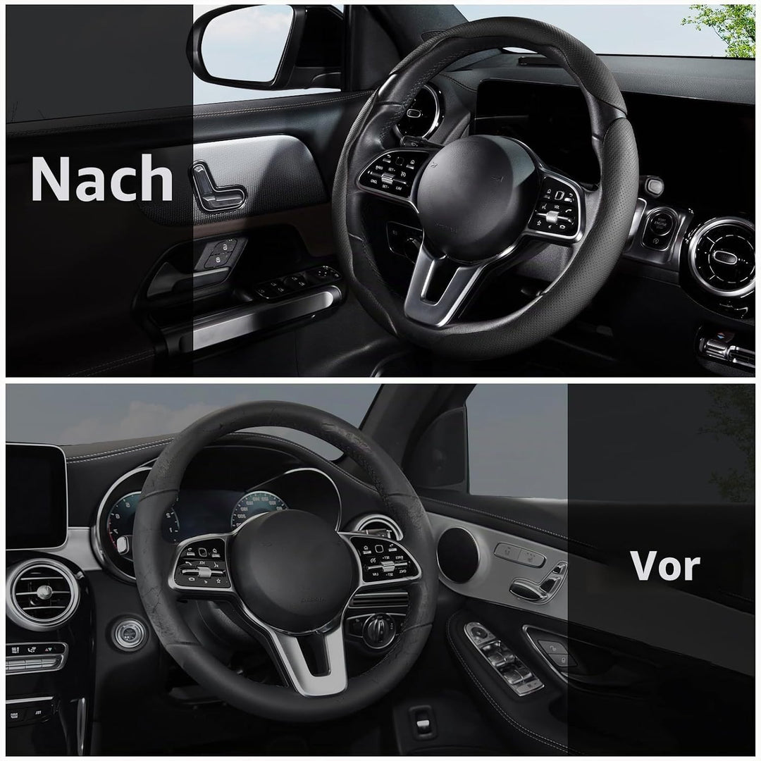 Lenkradbezug Leder Auto Lenkradhülle 3 Teilig Lenkrad Abdeckung Universal Anti Rutsch Lenkradabdecku