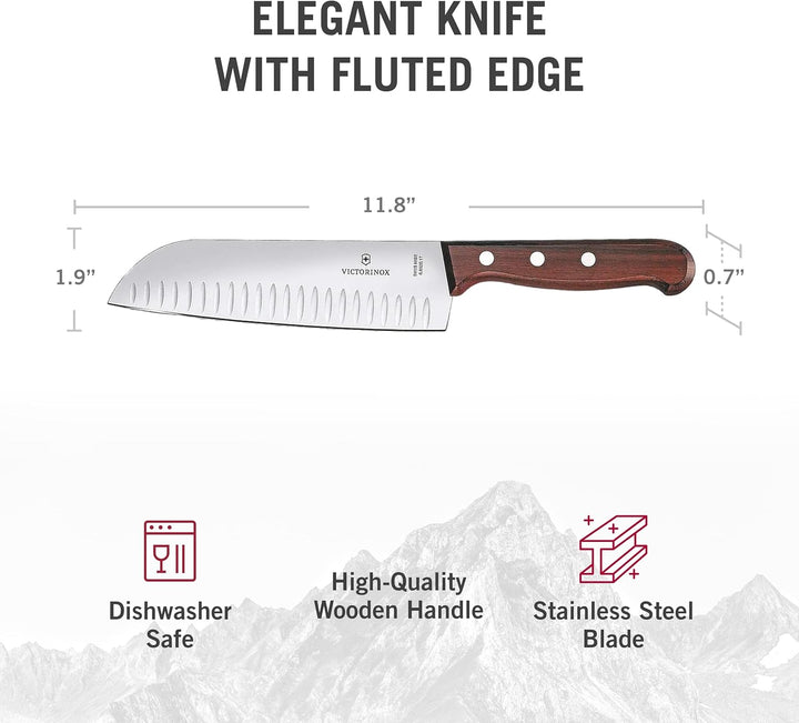 Swiss Modern Santokumesser, Kullenschl., 17cm, Nussb., Geschenks.