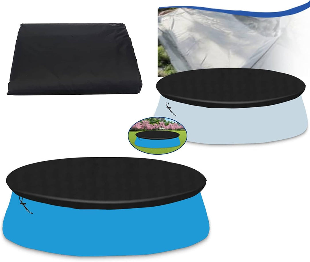 Qihuyi Pool Poolabdeckung Runde, 366CM/122CM/162CM Wasserdichtes Oxford-Tuch Abdeckplane für Schwimm