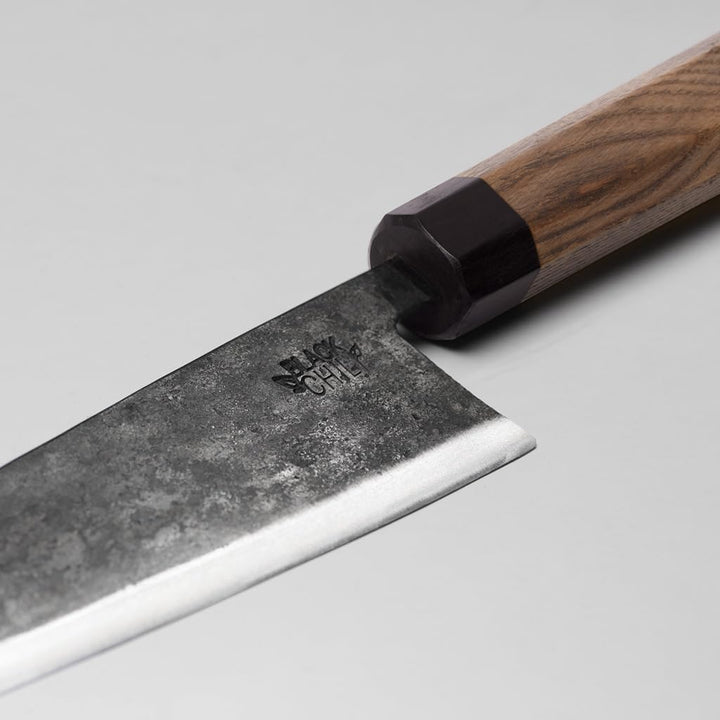 Chefmesser | Escheholz Griff | 19 cm Carbonstahl Klinge mit 61–63 HRC | Profi Kochmesser für Fisch,