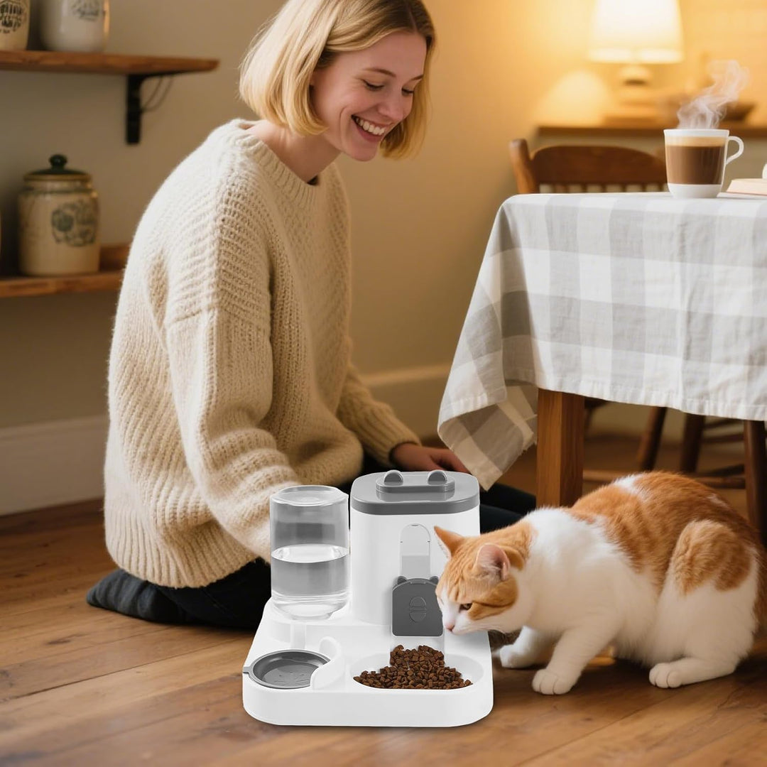Automatischer Katzenfutterautomat,Automatischer Katzenfutterautomat Mit Wasserspender | Grosses Fass