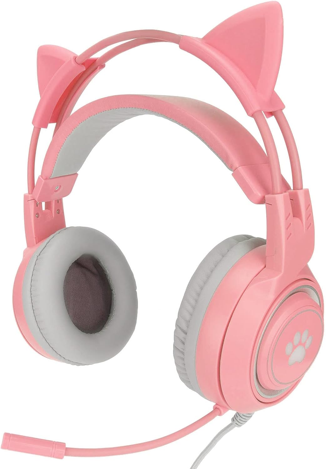 Elprico Gaming-Headset, Abnehmbares Katzenohr, USB + 3,5-mm-Stecker, Gaming-Kopfhörer, Unterstützt L