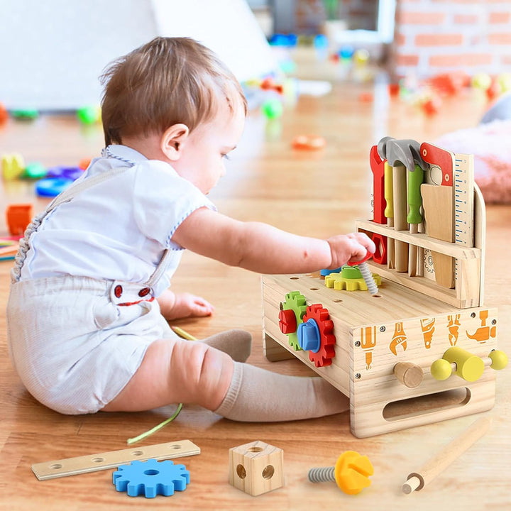 Vanplay Holzspielzeug Werkbank Kinder Werkzeugkoffer Kinder Lernspiele Spielzeug ab 3 4 5 Jahre Gesc