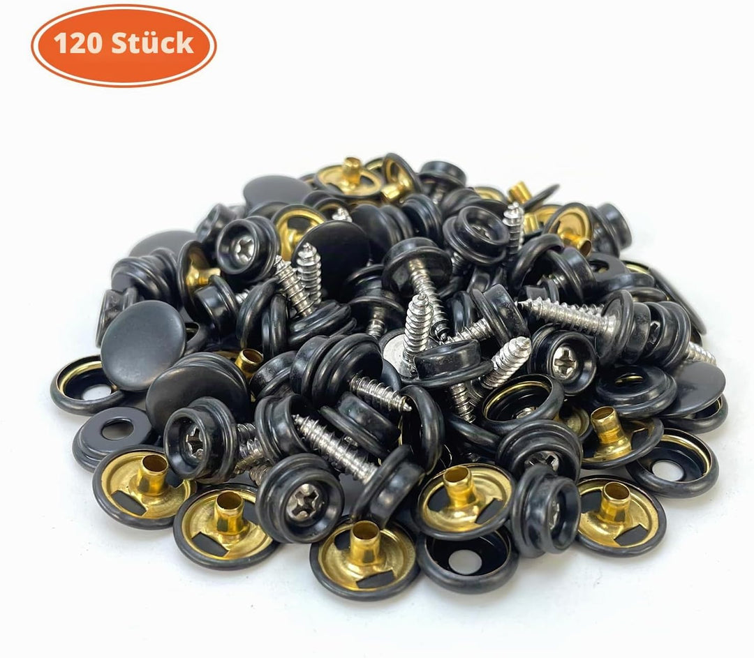 120 Stück Druckknöpfe, Snap Fasteners Kit 15mm Edelstahl Snaps Marine Grade Boot Segeltuch Snaps, 15