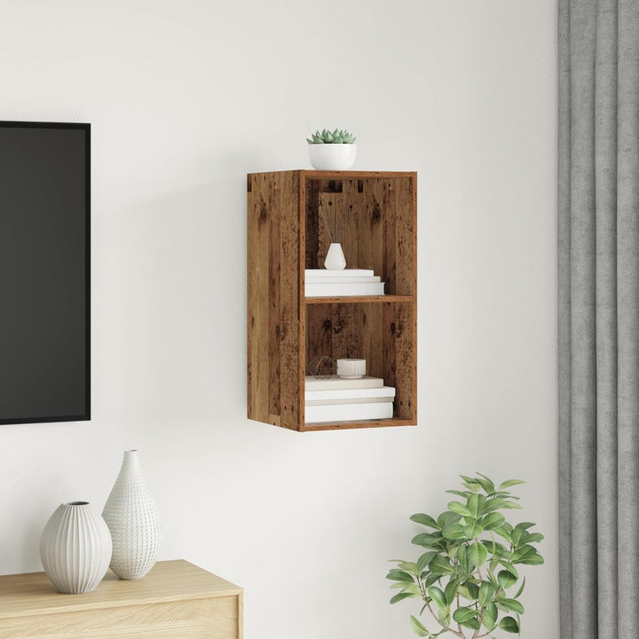 vidaXL TV-Schränk mit Regal Wandmontiert mit Speicher Altholz 37 x 37 x 72 cm Holzwerkstoff 72 cm Al
