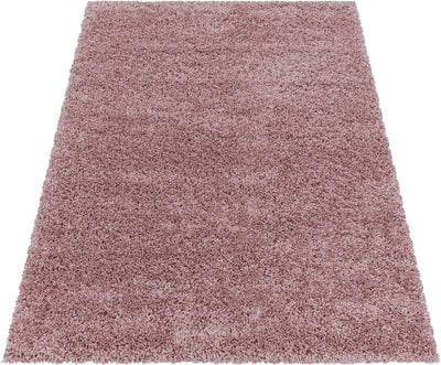 HomebyHome Shaggy Teppich Wohnzimmer Flauschiger Teppich Läufer Flur 80x250 cm Rosa Einfarbig - Hoch