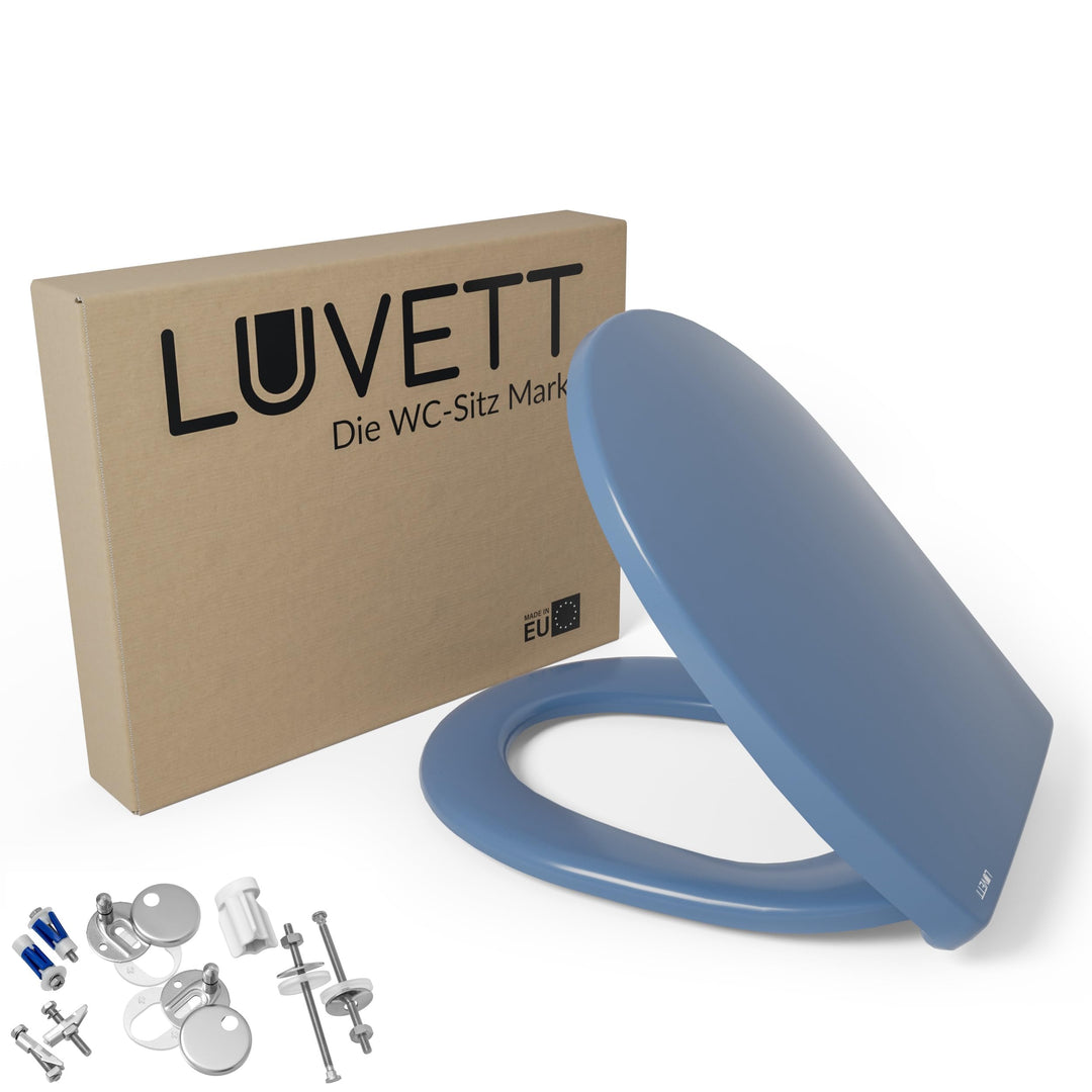 LUVETT® WC-Sitz mit Absenkautomatik C100 oval universell, Toilettendeckel mit 3 Edelstahl Montagelös