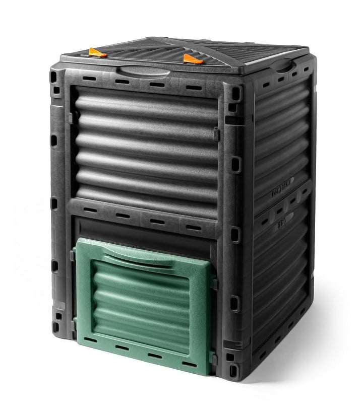 Spetebo Kunststoff Kompost Behälter 300 Liter schwarz - 83x61x61 cm - Garten Kompostierer Thermo Kom