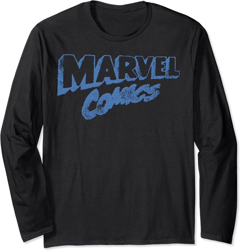 Marvel Comic Retro Blue Logo Langarmshirt