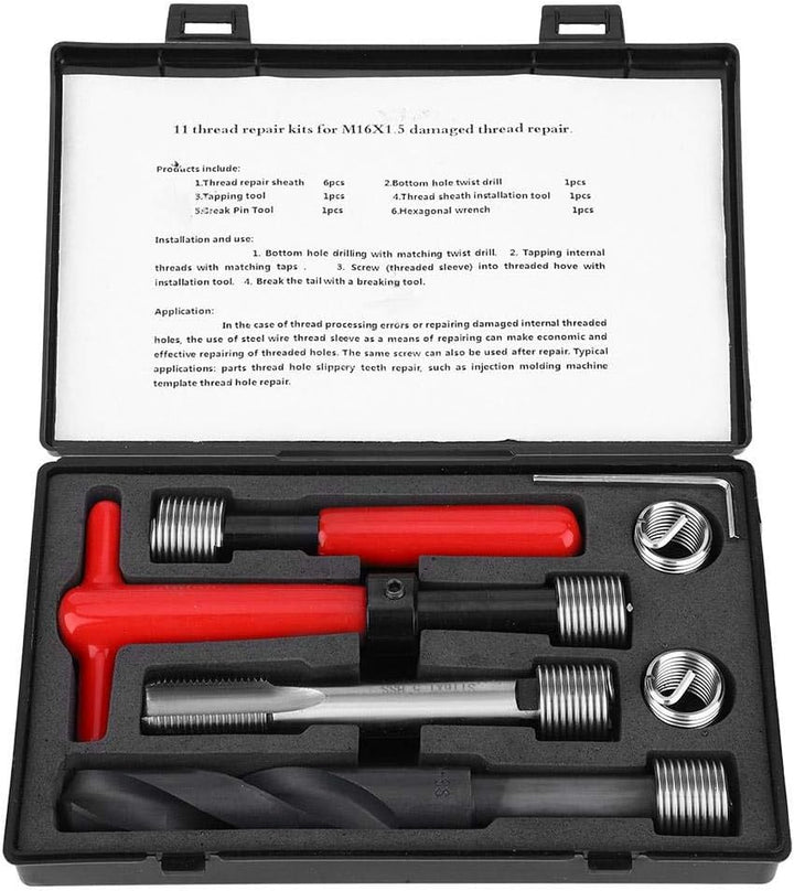 11 Stücke M16x1,5 Gewindereparatursatz Gewindehülse Gewindereparatursatz Edelstahl Innengewinde Repa
