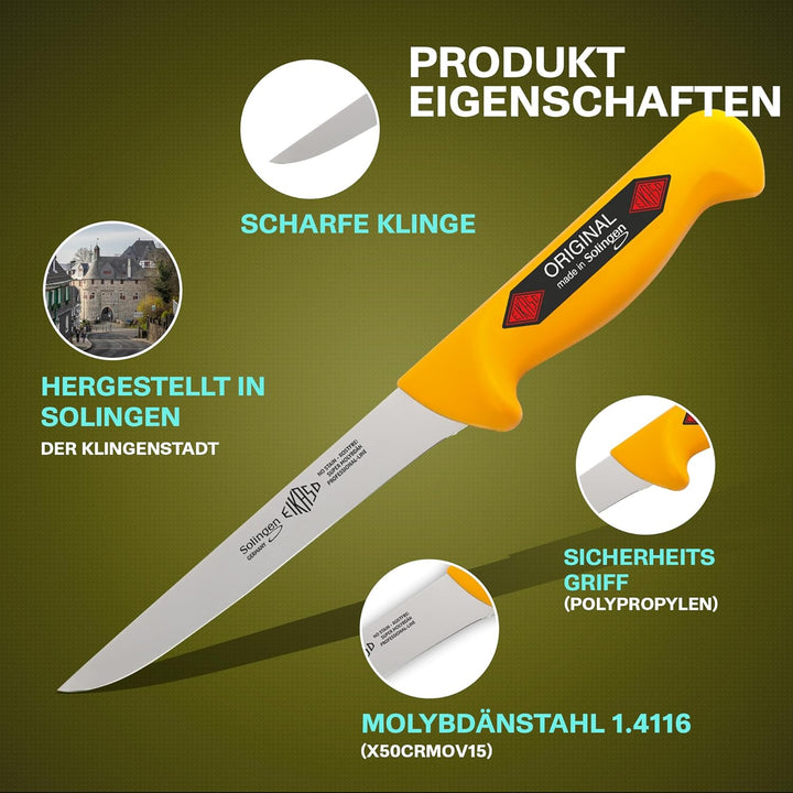 EIKASO Solingen Fleischmesser Schlachtmesserset 3tlg. Profi Messerset aus Molybdänstahl 1.4116 eisge