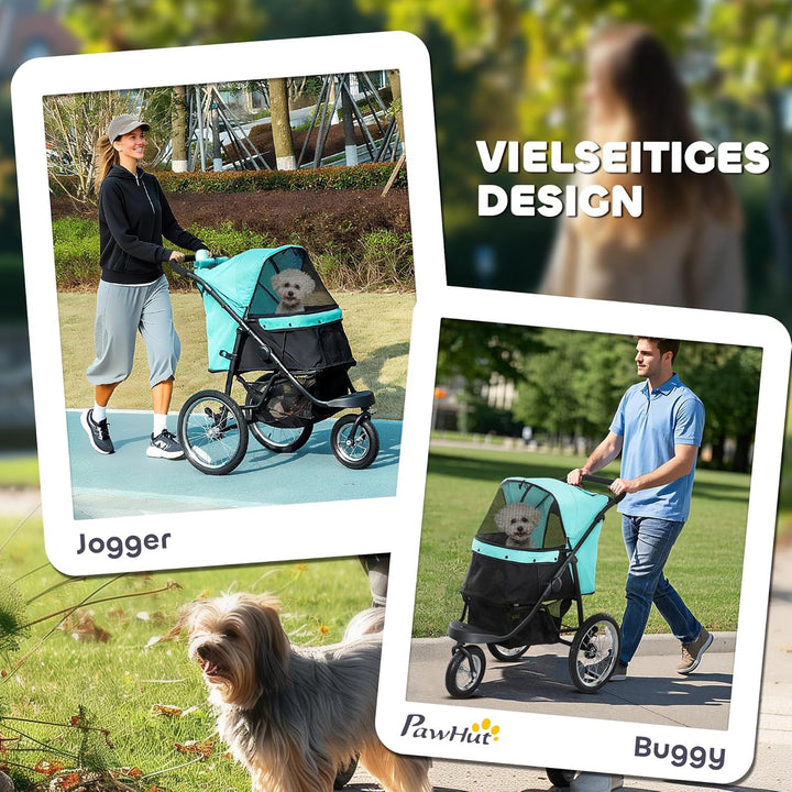PawHut Hundewagen Jogger Hundebuggy klappbar für kleine Hunde &amp; Katzen bis 10 kg Katzenbuggy mit 3 g