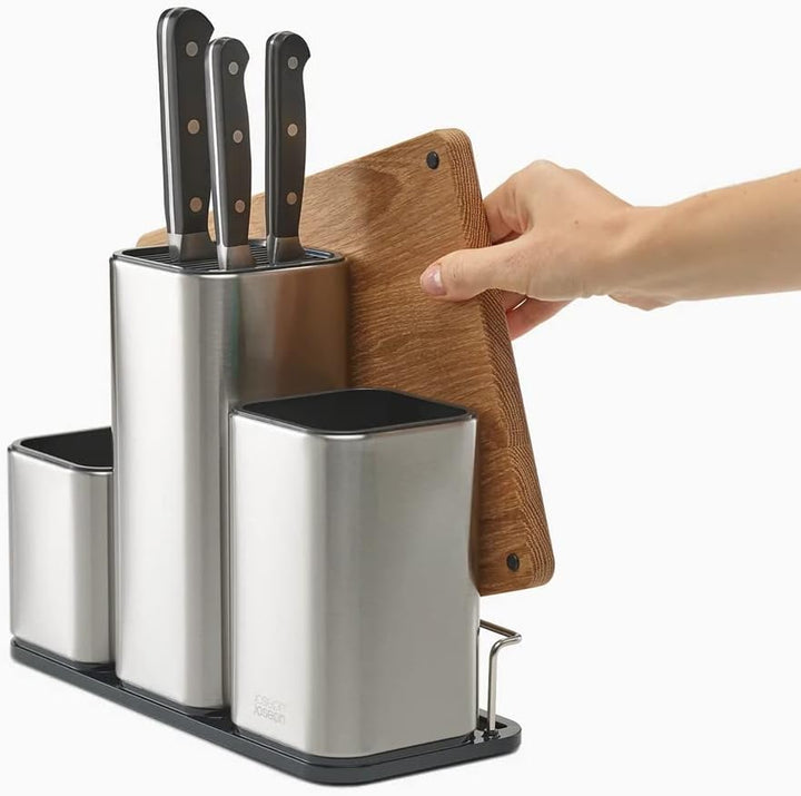 Joseph Joseph CounterStore - Küchenorganisator, Utensilienhalter aus Edelstahl und Schneidebrett aus