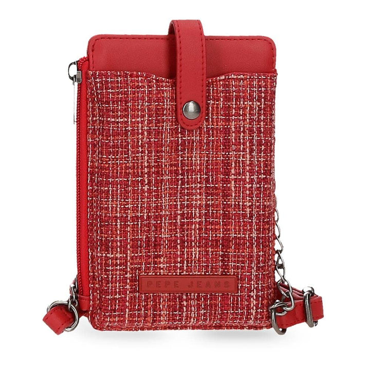 Pepe Jeans Oana Rot Mobile Umhängetasche 9,5x16,5 cm Polyester mit Kunstlederdetails, Umhängeta