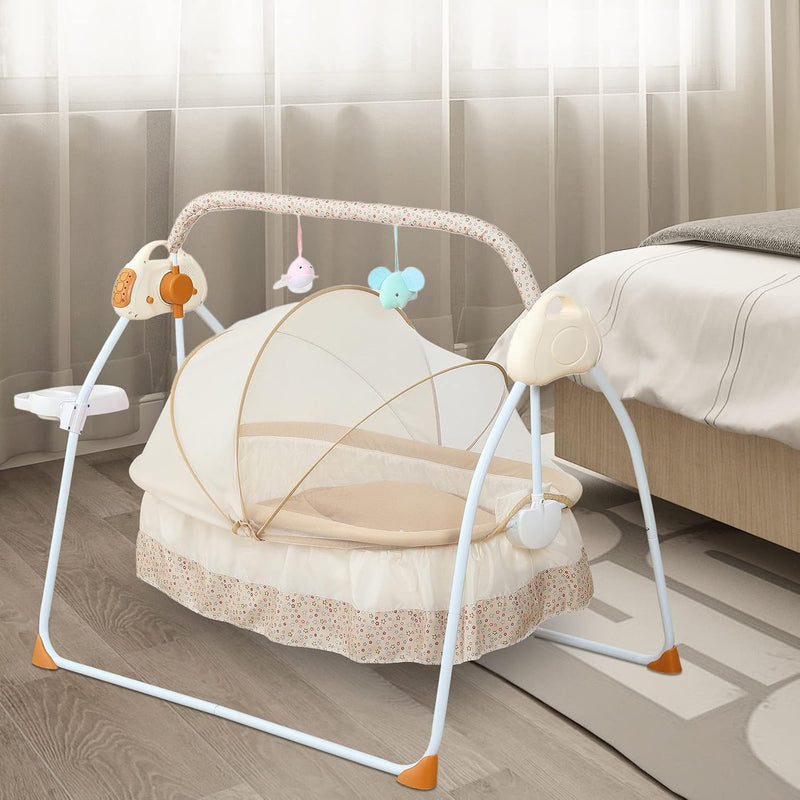 Konfiur Babybett, Elektrische Bluetooth Stubenwagen 25kg, Auto-Schaukelkrippe Babyschaukel Stubenwag