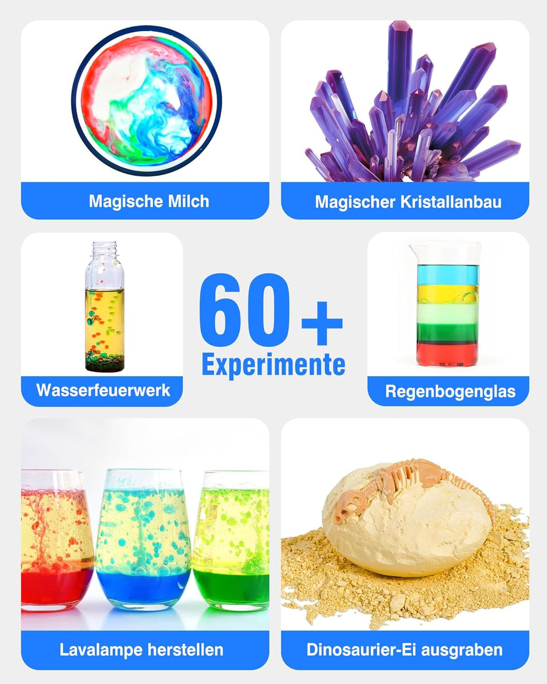 60+ Science Experiment Kit für Kinder ab 5+, STEM Lernen & pädagogisches Spielzeug, erste Wissenscha