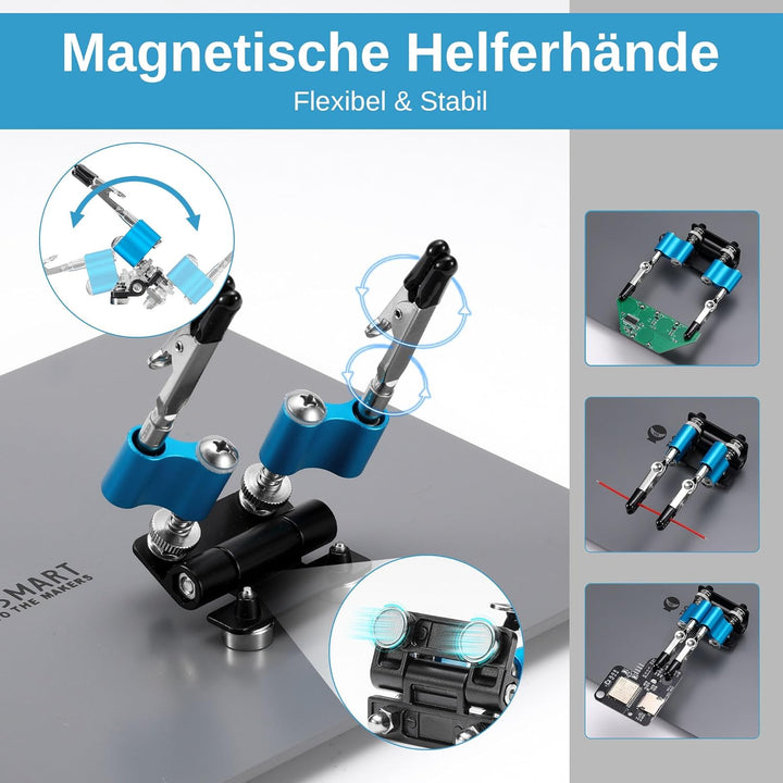 SainSmart PCB Soldering Helping Holder, 6 flexible helfende Hände, 5-fache Vergrösserungslampe mit 5