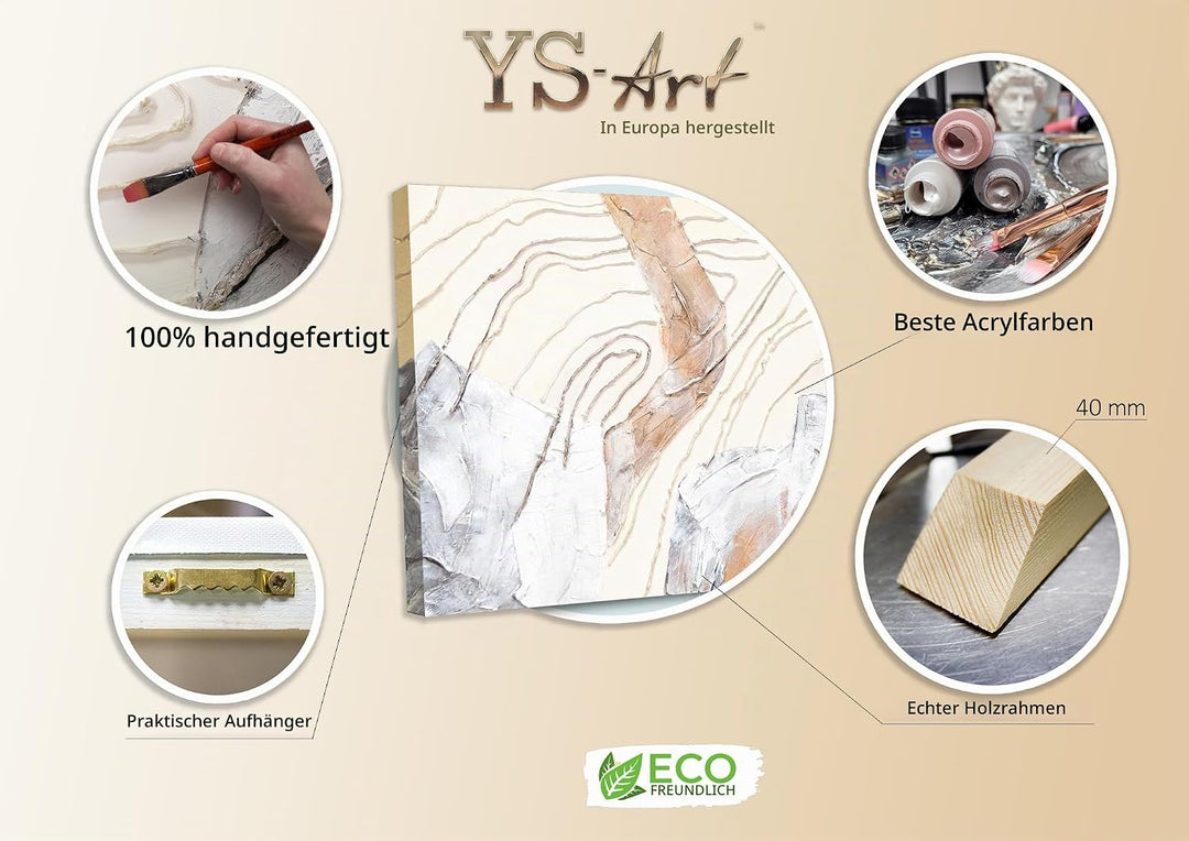 YS-Art Luxus Abstrakt Design Acryl Gemälde auf Leinwand Sinfonie handgemalt Wandbilder Wohnzimmer mo