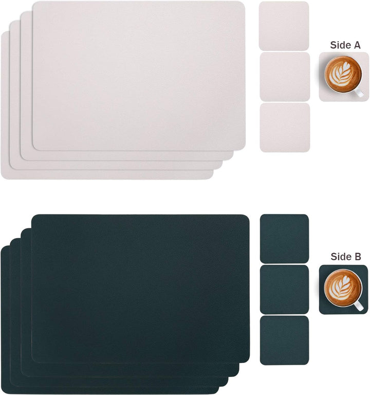 Myir JUN Tischsets Abwaschbar und Untersetzer, Platzset Leder Platzdeckchen Abwaschbar Doppelseitige