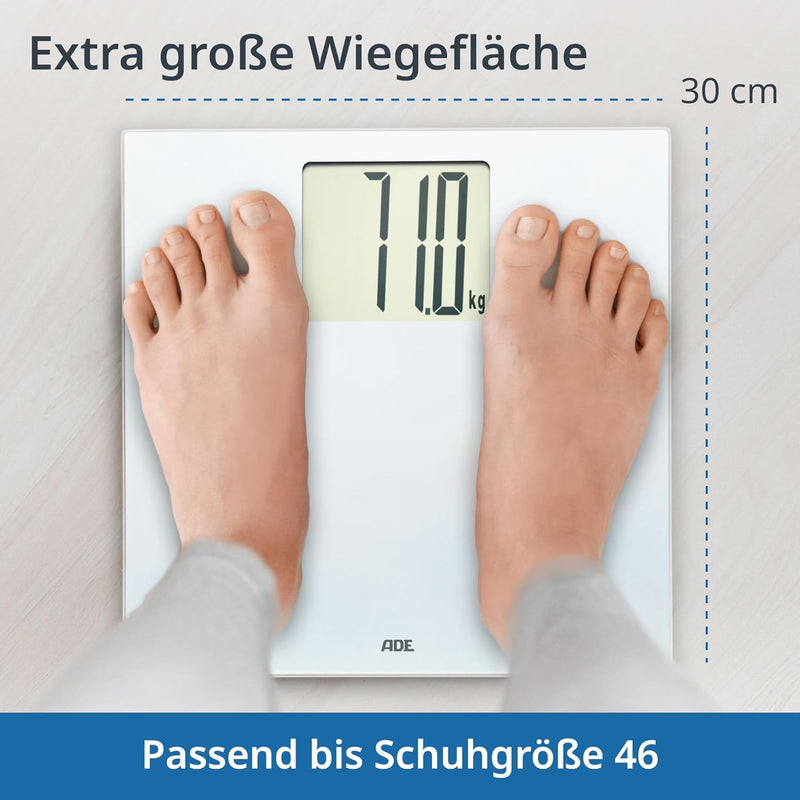 ADE Digitale Personenwaage mit grossem XXL-Display | Körperwaage besonders gut ablesbar | Badezimmer