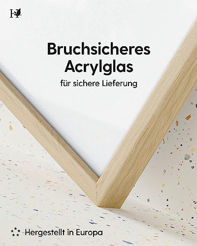 Heimlich® 1x Bilderrahmen DIN A3 30x42 cm Natur Eiche Holz Rahmen 1-Pack | Dokumentenrahmen 29,7x42