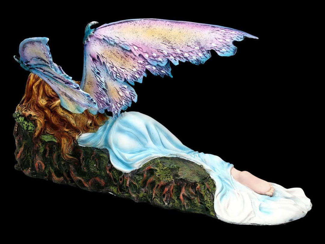 Elfen Fantasy Figur - Shila schläft auf Baumstumpf | Fee, Fairy, Engel, Deko-Figur, Deko-Artikel, St