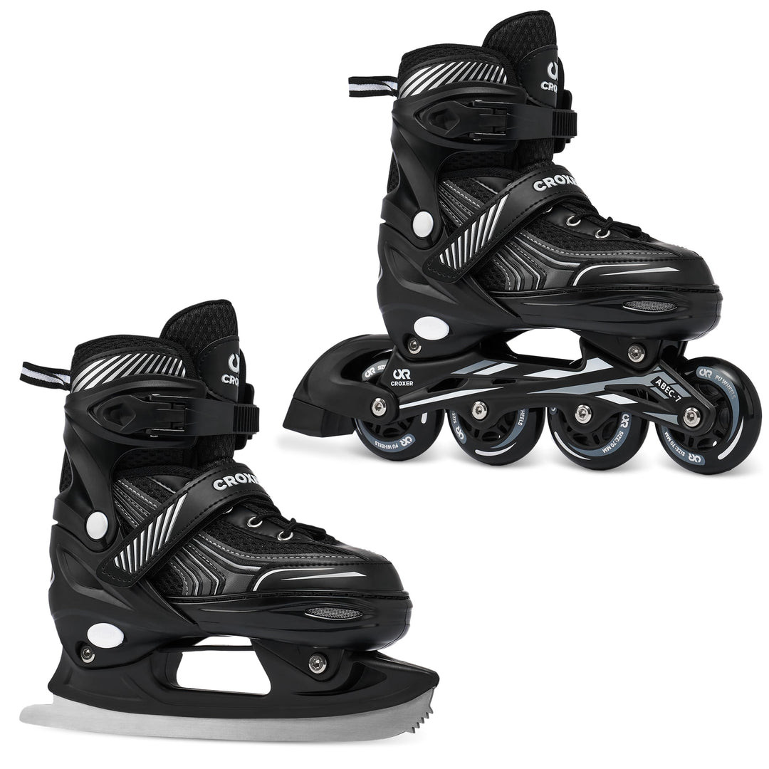 Croxer Verstellbare 2in1 Inlineskates-Schlittschuhe Optima White/Pink mit 82A Härte PU Rollen, Carbo