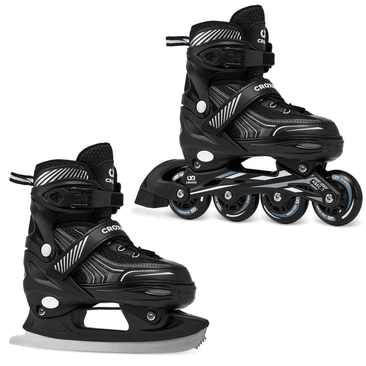 Croxer Verstellbare 2in1 Inlineskates-Schlittschuhe Optima White/Pink mit 82A Härte PU Rollen, Carbo