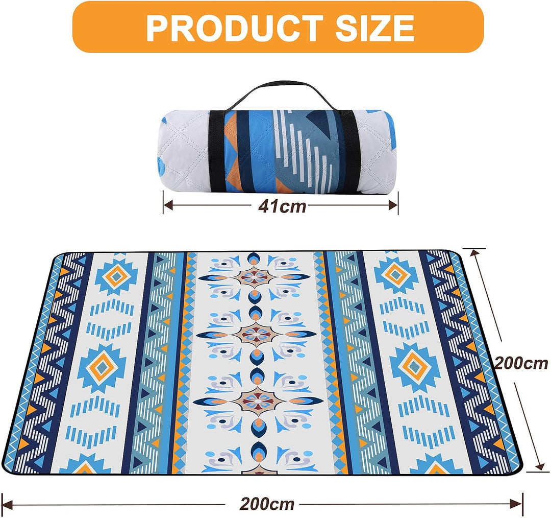 EXTSUD Outdoor Picknickdecke, 200x200cm Camping Picknick Matte Feuchtigkeit Pad Meeres-Herz Tragbare