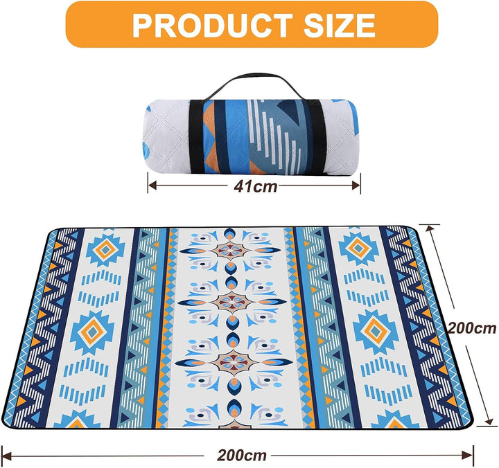 EXTSUD Outdoor Picknickdecke, 200x200cm Camping Picknick Matte Feuchtigkeit Pad Meeres-Herz Tragbare