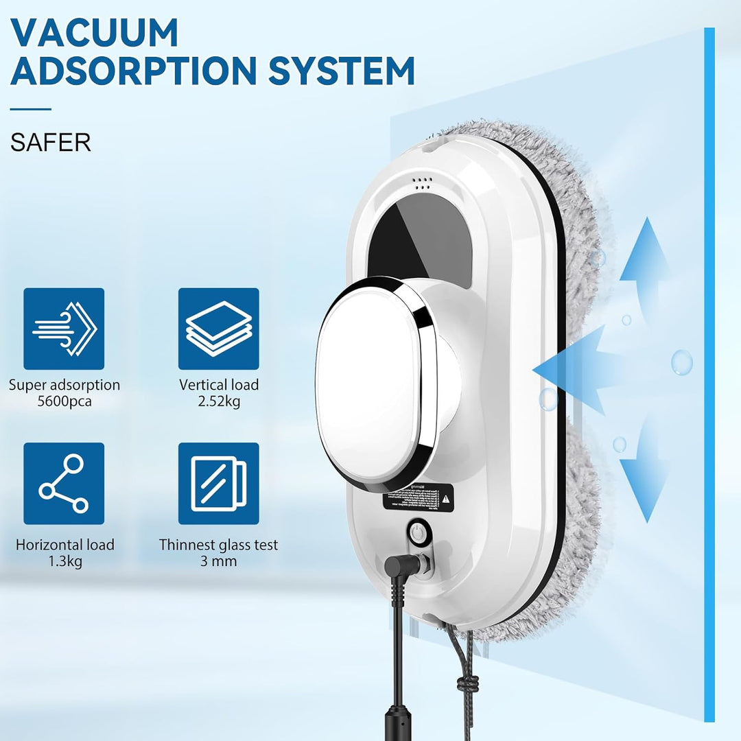 Fensterputzroboter, 5600Pa Elektrischer Fensterreiniger, Fensterroboter mit Fernbedienung und Kanten