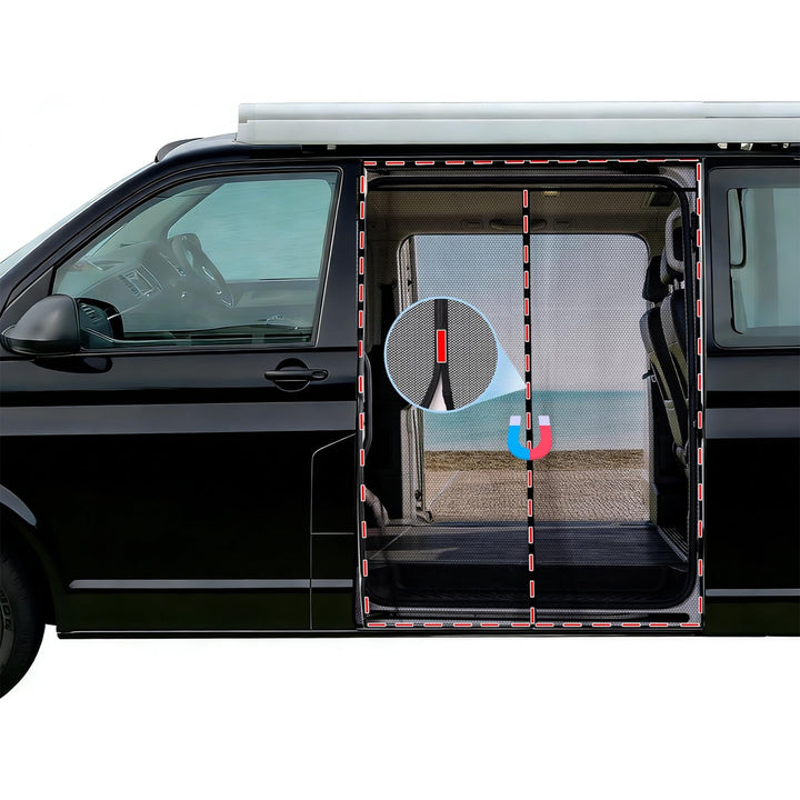 Moskitonetz Auto Hintertür Kompatibel für VW T5 T6, Magnetisch Mitte Reissverschluss Fliegengitter,